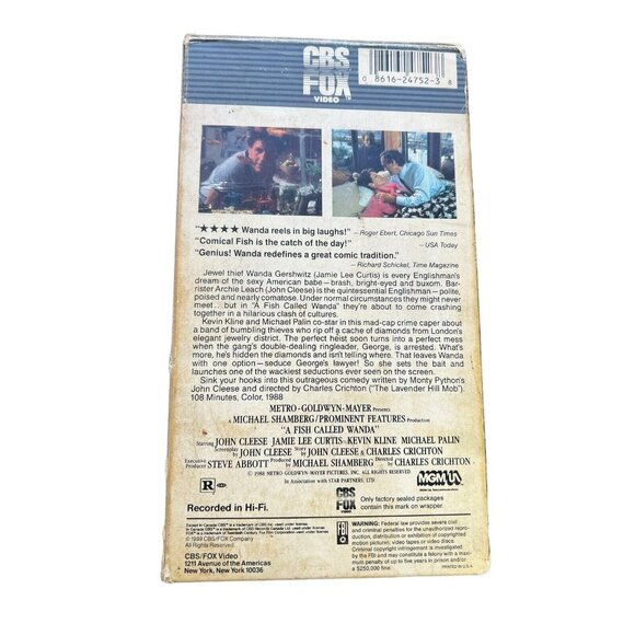 A Fish Called Wanda (VHS) Jamie Lee Curtis - Picture 3 of 4